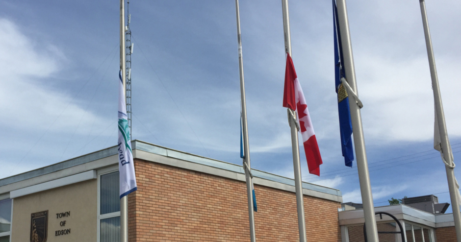 Flags at Civic Centre at Half Mast