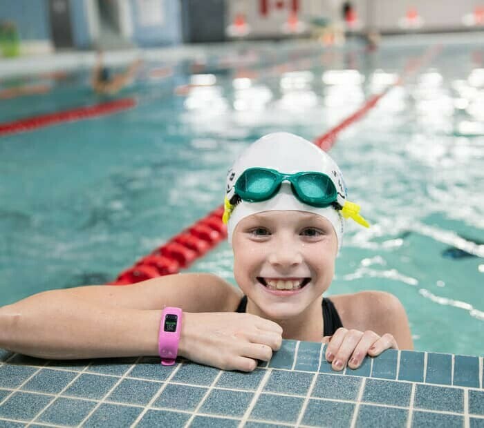Girl smiling in Swimming lanes
