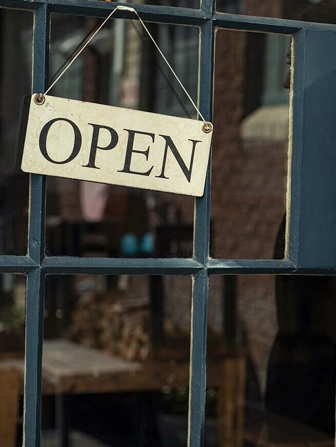 Open sign on business
